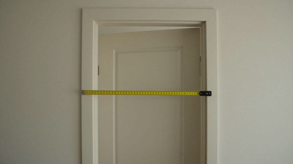 Measuring a standard interior doorway width.