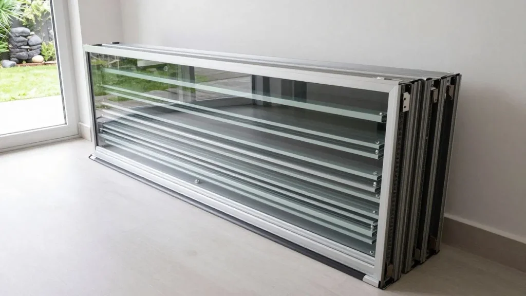 Stacking Sliding Glass Door Panels and Track Detail